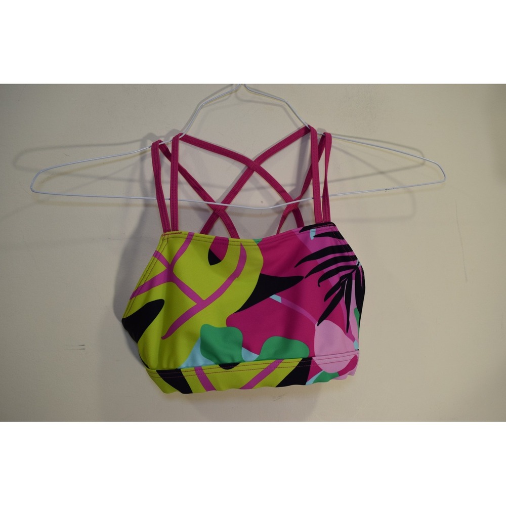 Kanu Surf Swim Top‎ Spagetti Strap GIRLS 12 Pink Tropical Theme READ